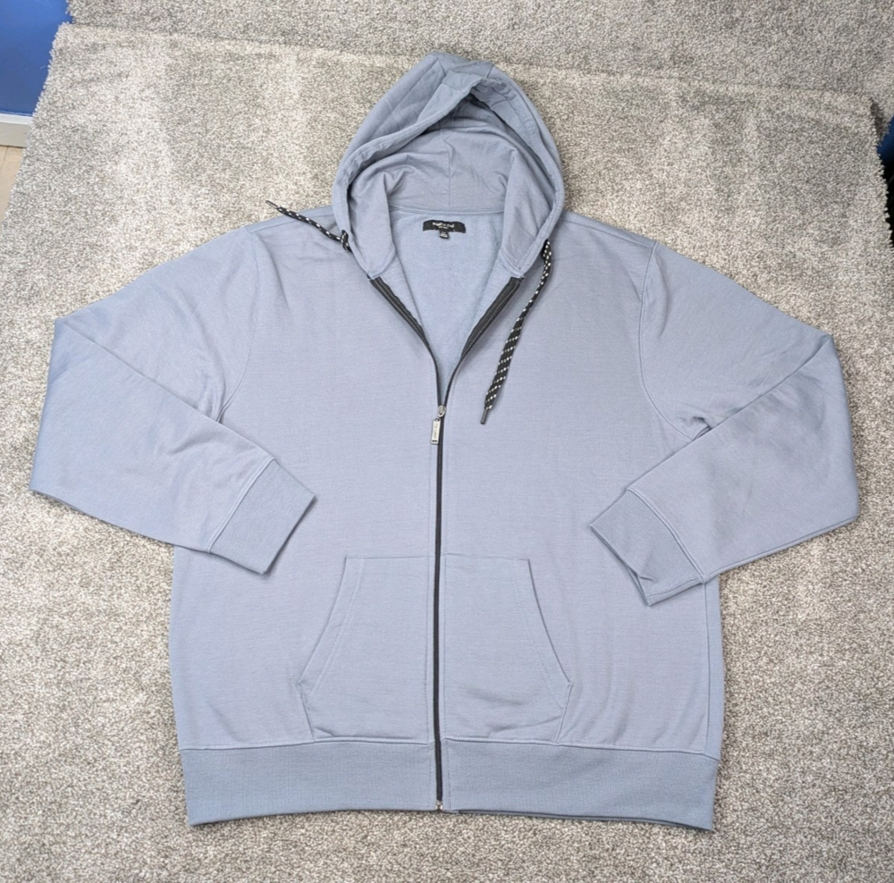 Kenneth Cole Hoodie Mens XXL Blue Gray Fleece Lined Heavyweight Casual Camping